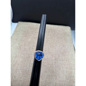 Sajen Sterling Silver “Eat • Pray • Love” Ring – Large Trillion Blue Quartz  Siz